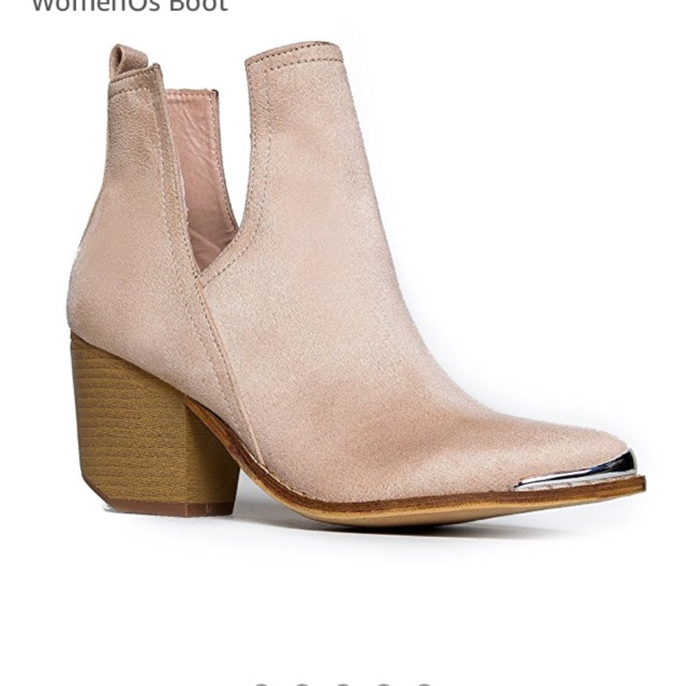 Western Bootie - Slip On V-Cut Metal Tipped